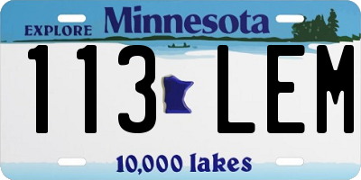 MN license plate 113LEM