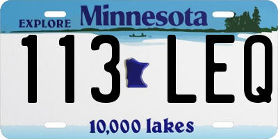 MN license plate 113LEQ