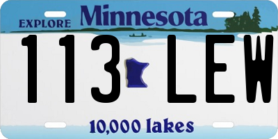 MN license plate 113LEW