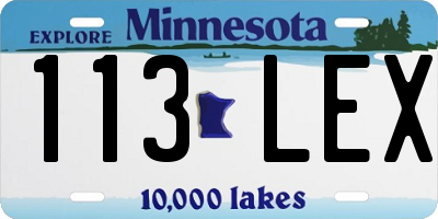 MN license plate 113LEX