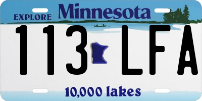 MN license plate 113LFA