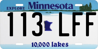 MN license plate 113LFF