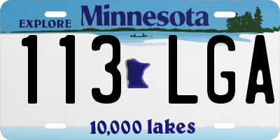 MN license plate 113LGA