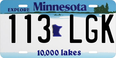 MN license plate 113LGK