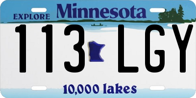 MN license plate 113LGY