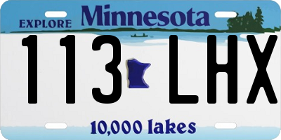 MN license plate 113LHX