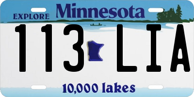 MN license plate 113LIA