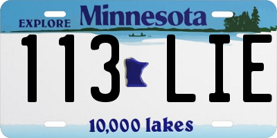 MN license plate 113LIE