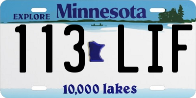 MN license plate 113LIF
