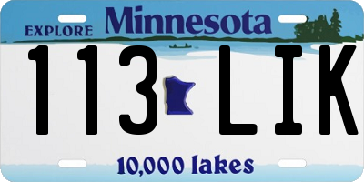 MN license plate 113LIK