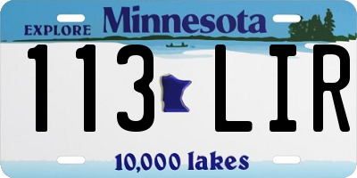 MN license plate 113LIR