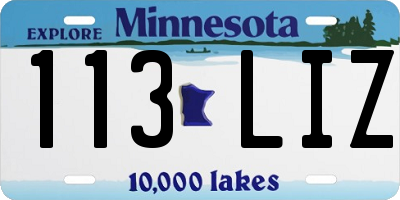 MN license plate 113LIZ