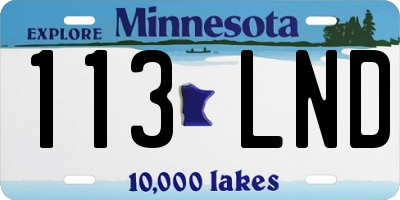 MN license plate 113LND