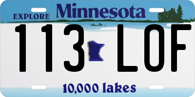 MN license plate 113LOF