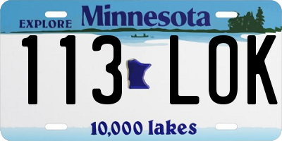 MN license plate 113LOK