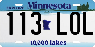 MN license plate 113LOL