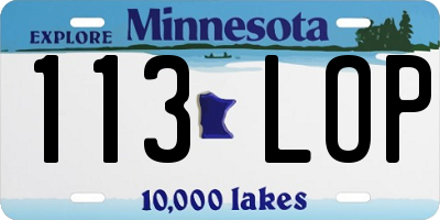 MN license plate 113LOP