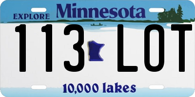 MN license plate 113LOT