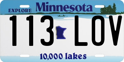 MN license plate 113LOV