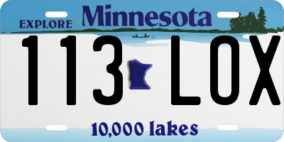 MN license plate 113LOX