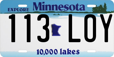 MN license plate 113LOY