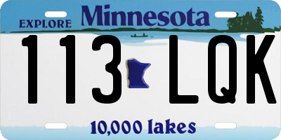 MN license plate 113LQK