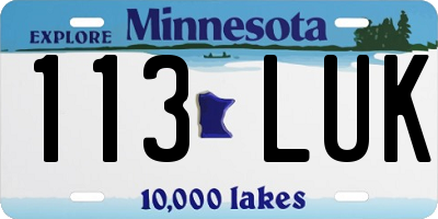 MN license plate 113LUK