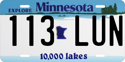 MN license plate 113LUN