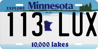 MN license plate 113LUX