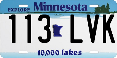 MN license plate 113LVK