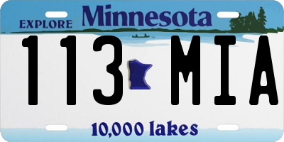 MN license plate 113MIA