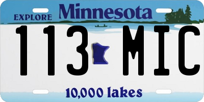 MN license plate 113MIC