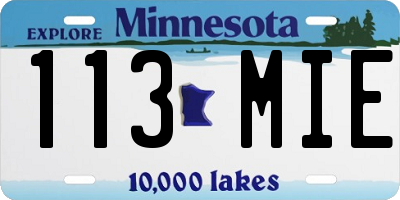 MN license plate 113MIE
