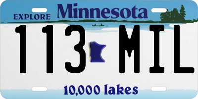 MN license plate 113MIL