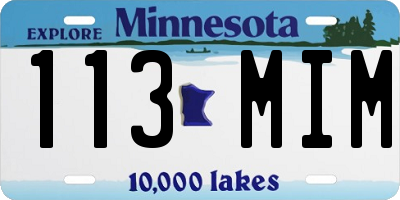 MN license plate 113MIM