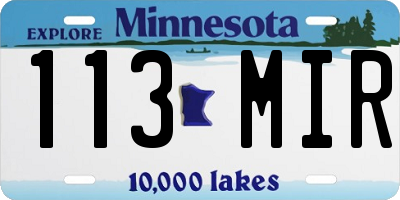 MN license plate 113MIR