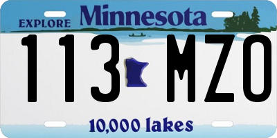 MN license plate 113MZO
