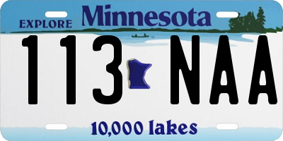 MN license plate 113NAA