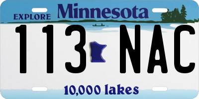 MN license plate 113NAC