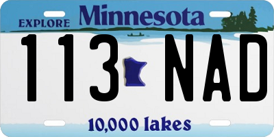 MN license plate 113NAD