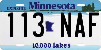 MN license plate 113NAF