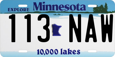 MN license plate 113NAW