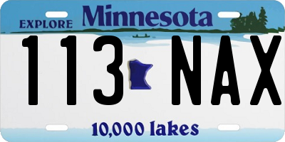 MN license plate 113NAX