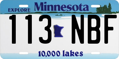 MN license plate 113NBF