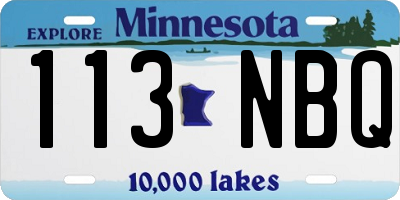 MN license plate 113NBQ