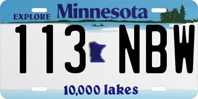 MN license plate 113NBW