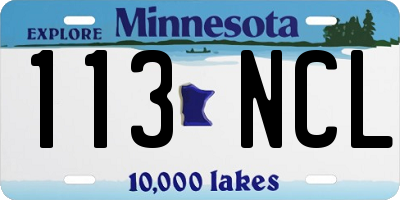 MN license plate 113NCL