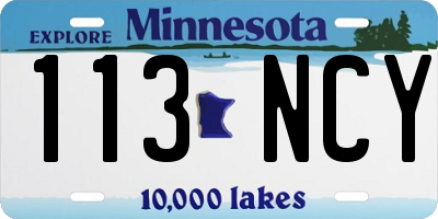 MN license plate 113NCY
