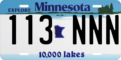 MN license plate 113NNN