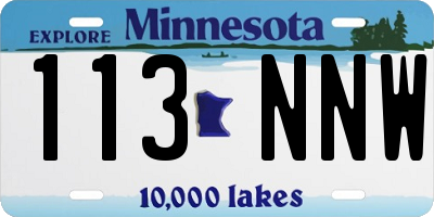 MN license plate 113NNW